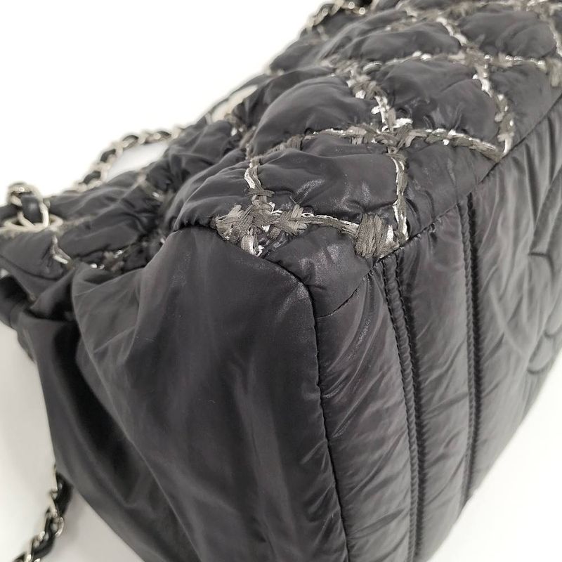Chanel Chain Shoulder Bag Paris Bizan Quilted Nylon Black