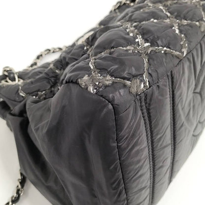 Chanel Chain Shoulder Bag Paris Bizan Quilted Nylon Black