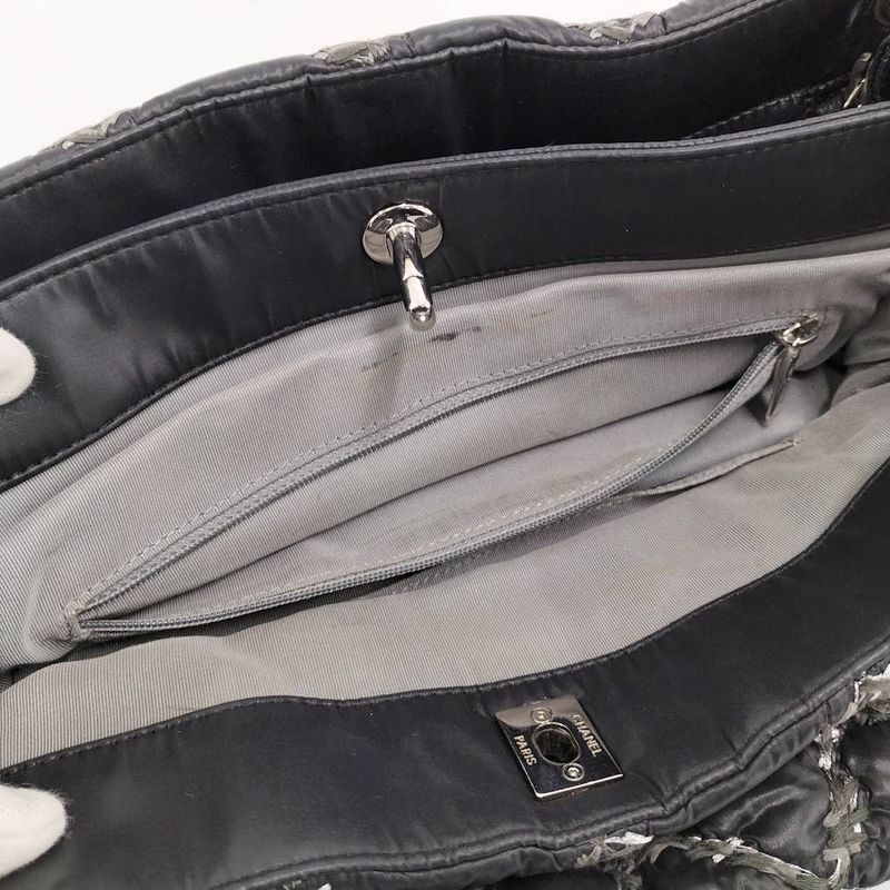 Chanel Chain Shoulder Bag Paris Bizan Quilted Nylon Black