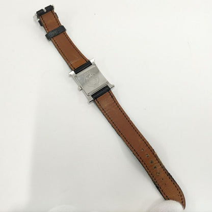 Hermes Watch Quartz SS Leather Silver Black Gray Dial