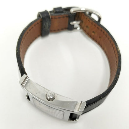Hermes Watch Quartz SS Leather Silver Black Gray Dial
