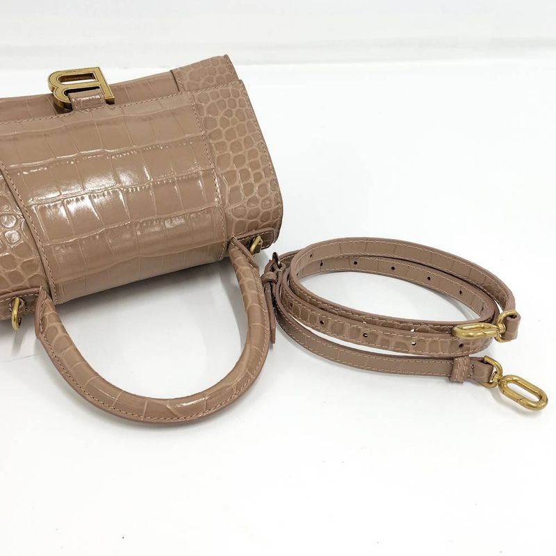 Balenciaga Hourglass Small Top Handle 2-Way Shoulder Bag Croco