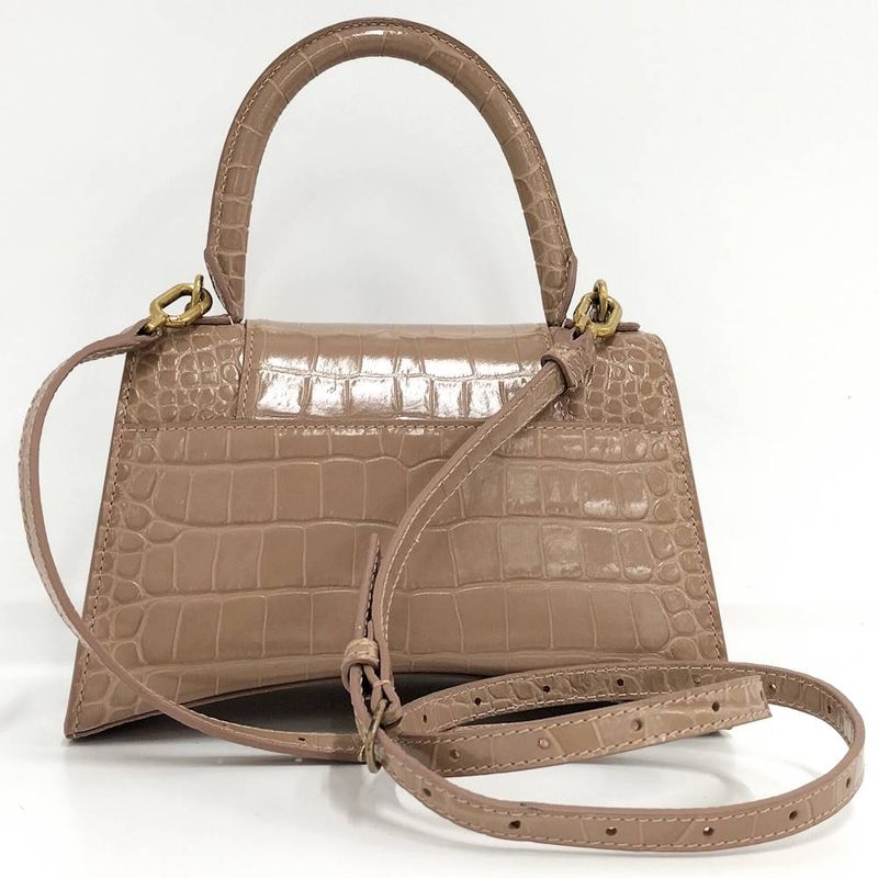 Balenciaga Hourglass Small Top Handle 2-Way Shoulder Bag Croco