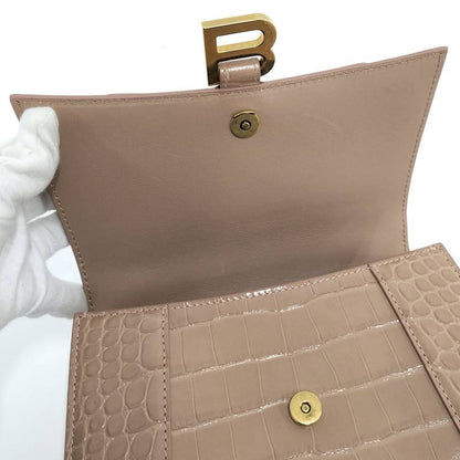 Balenciaga Hourglass Small Top Handle 2-Way Shoulder Bag Croco