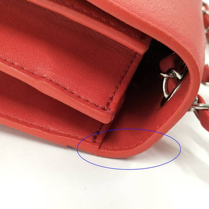 Chanel Chain Shoulder Bag CC Logo Quilted Leather Red