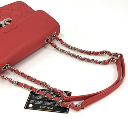 Chanel Chain Shoulder Bag CC Logo Quilted Leather Red