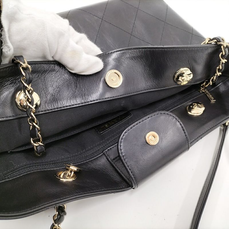 Chanel Chain Shoulder Bag Calf Black