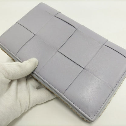 Bottega Veneta Zip Around Wallet Maxi Intrecciato Leather Purple