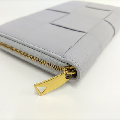 Bottega Veneta Zip Around Wallet Maxi Intrecciato Leather Purple