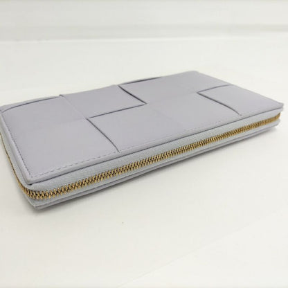Bottega Veneta Zip Around Wallet Maxi Intrecciato Leather Purple