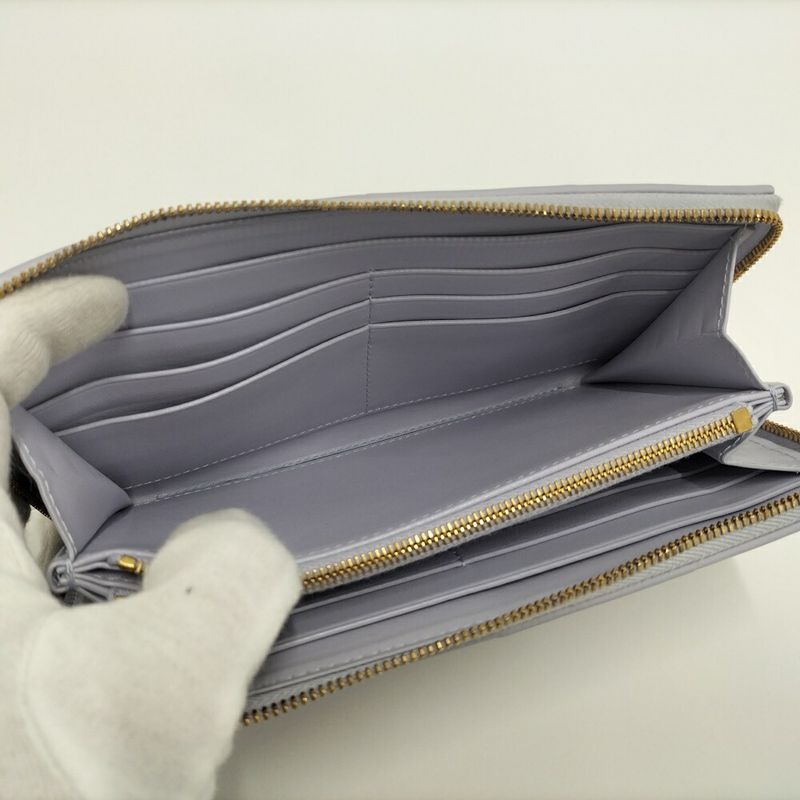 Bottega Veneta Zip Around Wallet Maxi Intrecciato Leather Purple