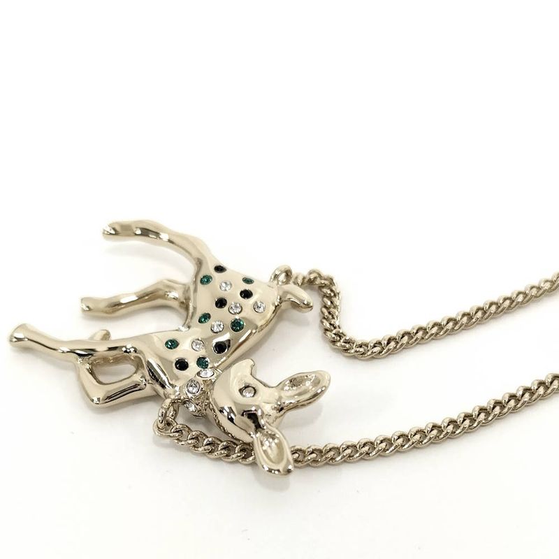 Chanel Long Necklace CC Logo Bambi Plated Gold