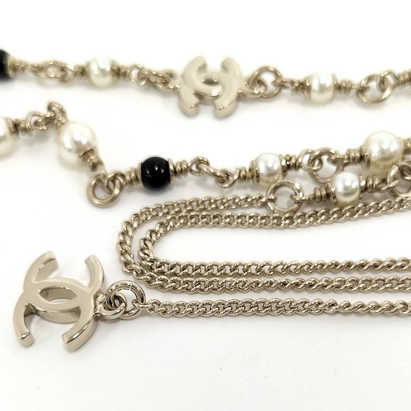 Chanel Long Necklace CC Logo Bambi Plated Gold