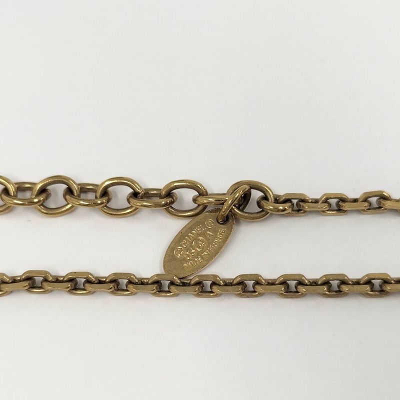 Chanel Necklace Square Plate CC Logo Black Gold Plated