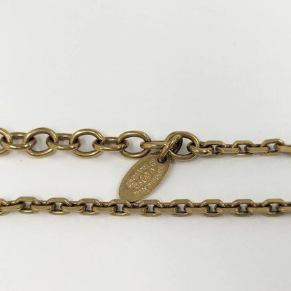 Chanel Necklace Square Plate CC Logo Black Gold Plated