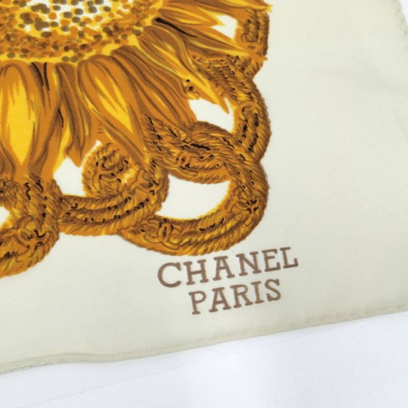 Chanel Scarf Large Sunflower CC Logo Silk