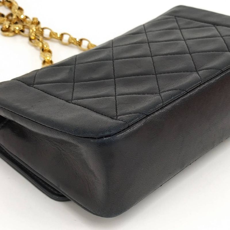 Chanel Diana Chain Shoulder Bag Leather Black