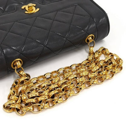 Chanel Diana Chain Shoulder Bag Leather Black