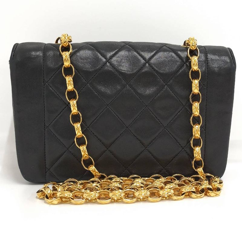 Chanel Diana Chain Shoulder Bag Leather Black