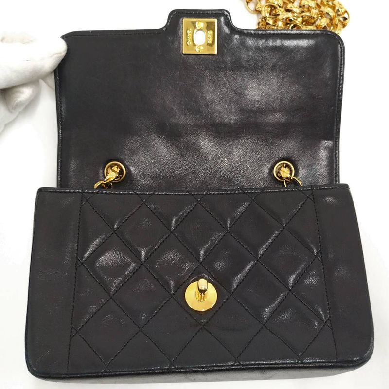 Chanel Diana Chain Shoulder Bag Leather Black