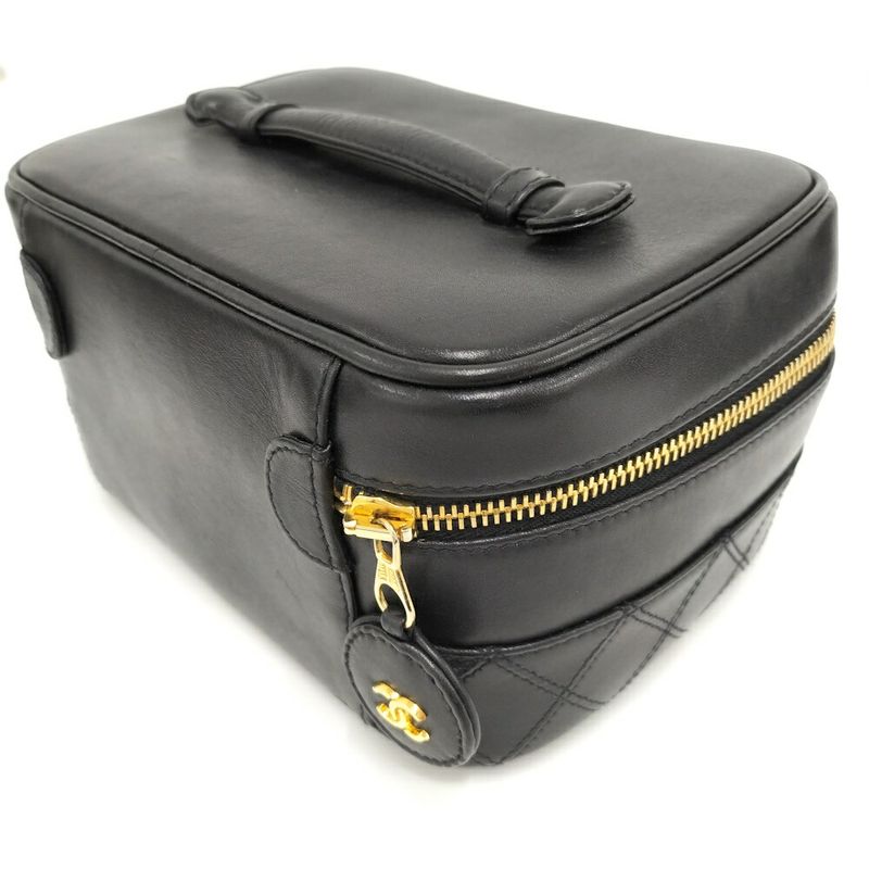 Chanel Vanity Bag Bicolor Leather Black