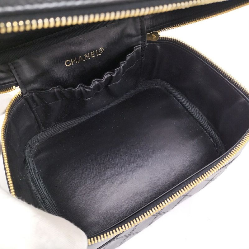 Chanel Vanity Bag Bicolor Leather Black