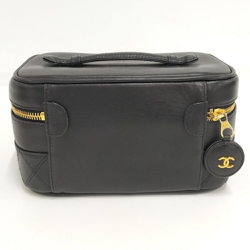 Chanel Vanity Bag Bicolor Leather Black