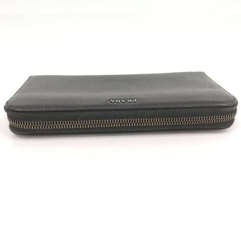 Prada Zip Around Wallet Leather Black