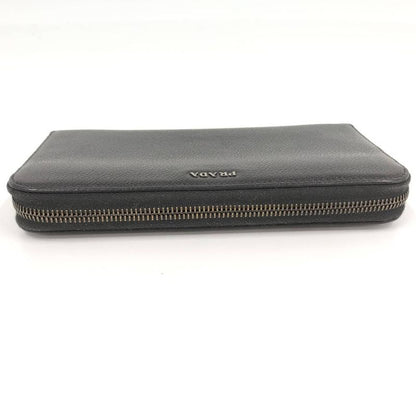 Prada Zip Around Wallet Leather Black