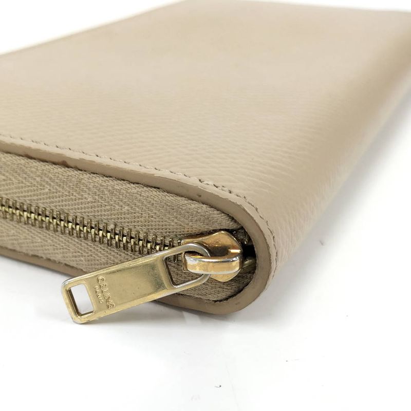Celine Zip Around Wallet Leather Beige