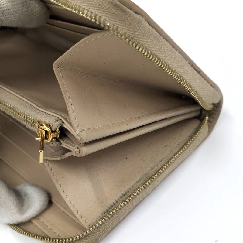 Celine Zip Around Wallet Leather Beige