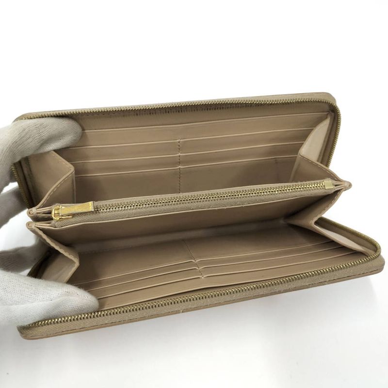 Celine Zip Around Wallet Leather Beige