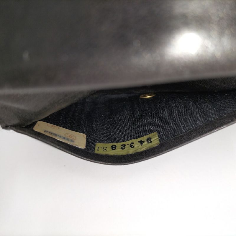 Chanel Coin Case Card Bicolor Satin Leather Black