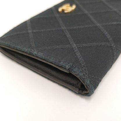 Chanel Coin Case Card Bicolor Satin Leather Black