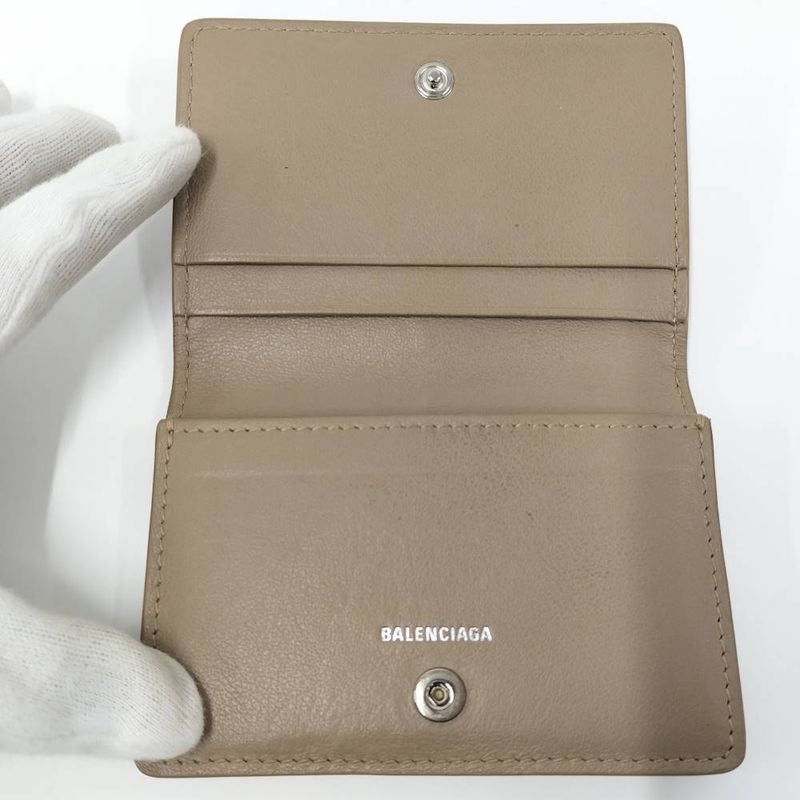 Balenciaga Card Case Leather Beige