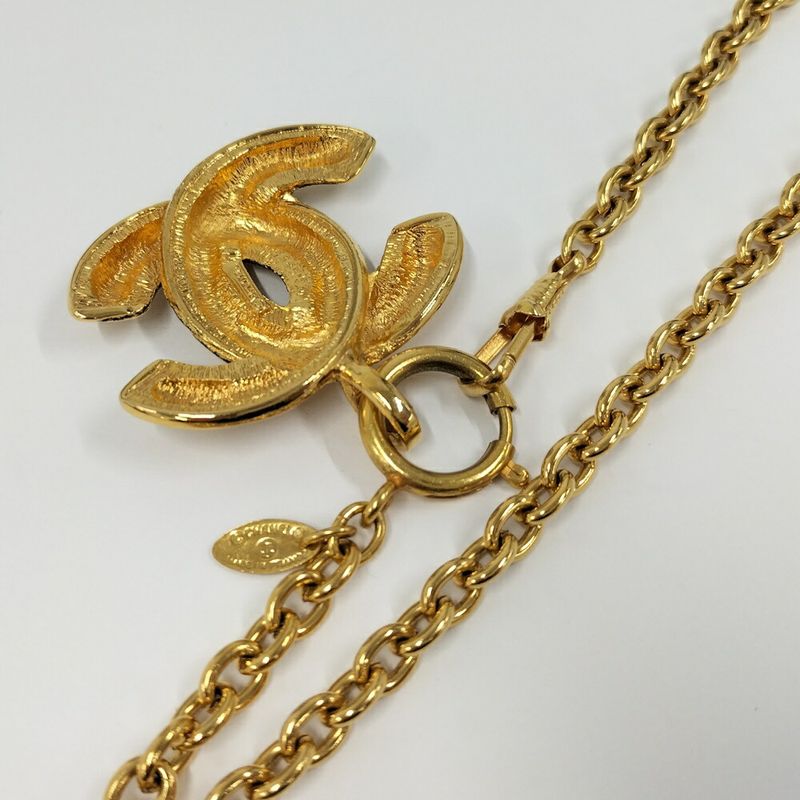Chanel CC Logo Necklace Plated Gold