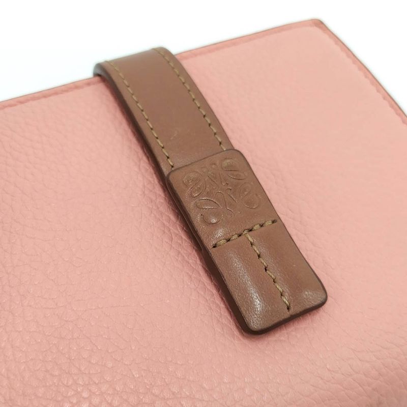 Loewe Compact Zip Wallet Anagram Leather Pink Orange