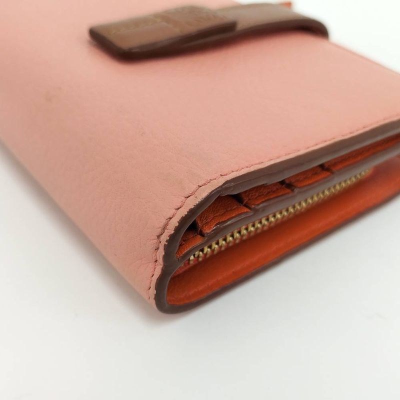 Loewe Compact Zip Wallet Anagram Leather Pink Orange