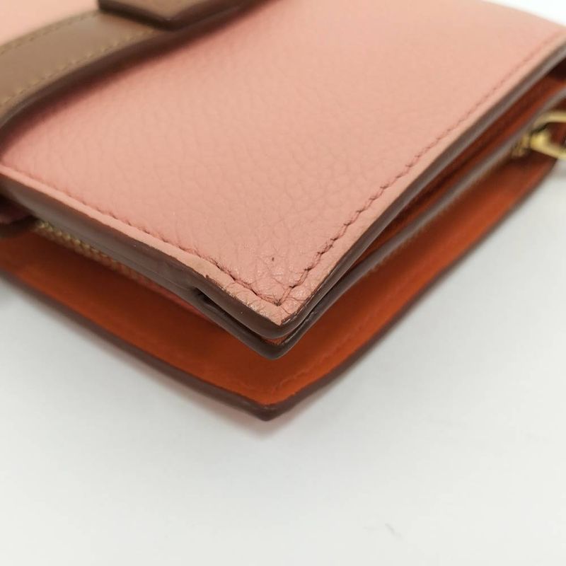 Loewe Compact Zip Wallet Anagram Leather Pink Orange