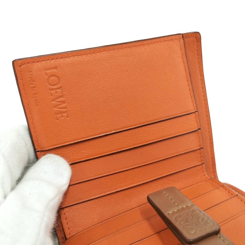 Loewe Compact Zip Wallet Anagram Leather Pink Orange