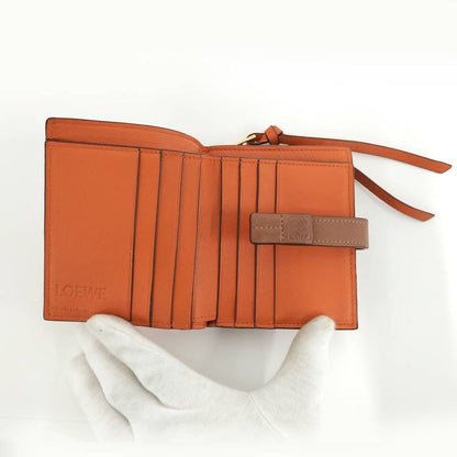Loewe Compact Zip Wallet Anagram Leather Pink Orange