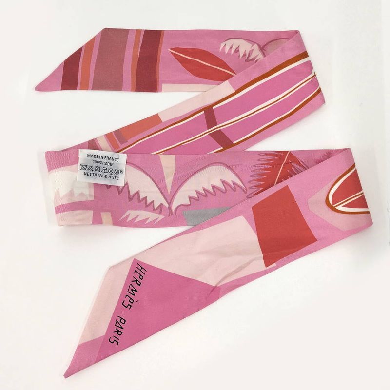 Hermes Twilly Scarf Silk Pink Multicolor