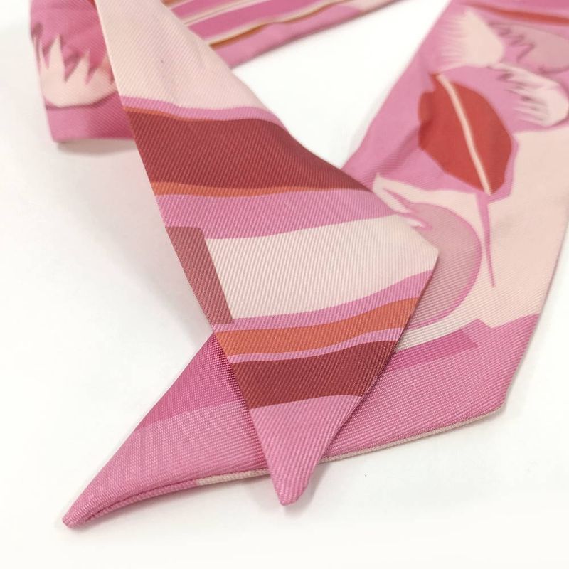 Hermes Twilly Scarf Silk Pink Multicolor