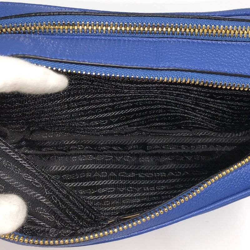 Prada Witteno Dino Azuro Shoulder Bag Leather Blue