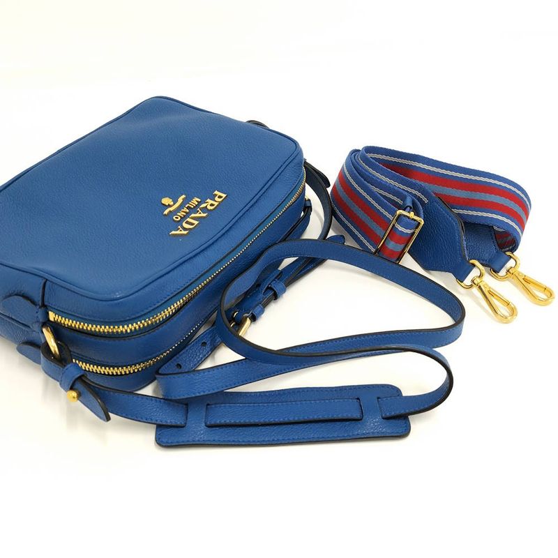 Prada Witteno Dino Azuro Shoulder Bag Leather Blue