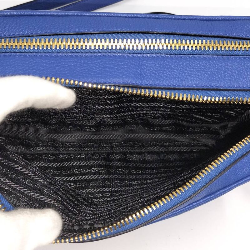 Prada Witteno Dino Azuro Shoulder Bag Leather Blue