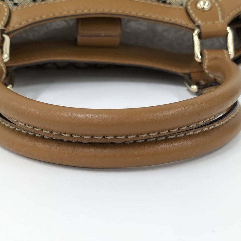 Gucci Handbag Diamante Canvas Leather Brown