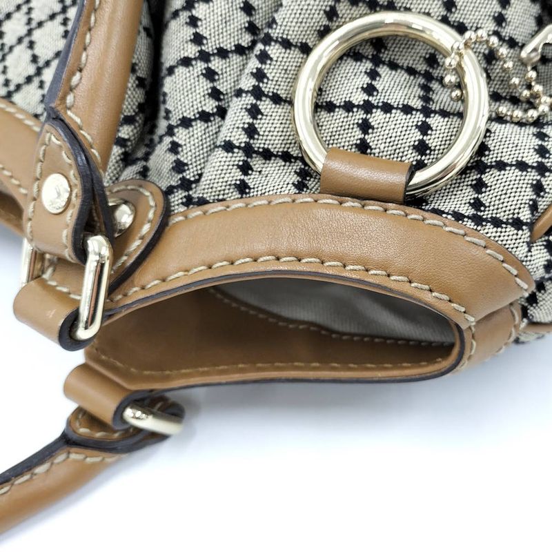 Gucci Handbag Diamante Canvas Leather Brown