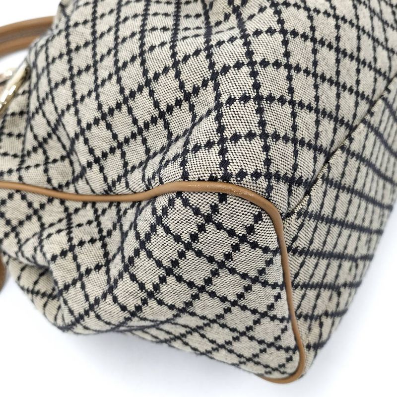 Gucci Handbag Diamante Canvas Leather Brown