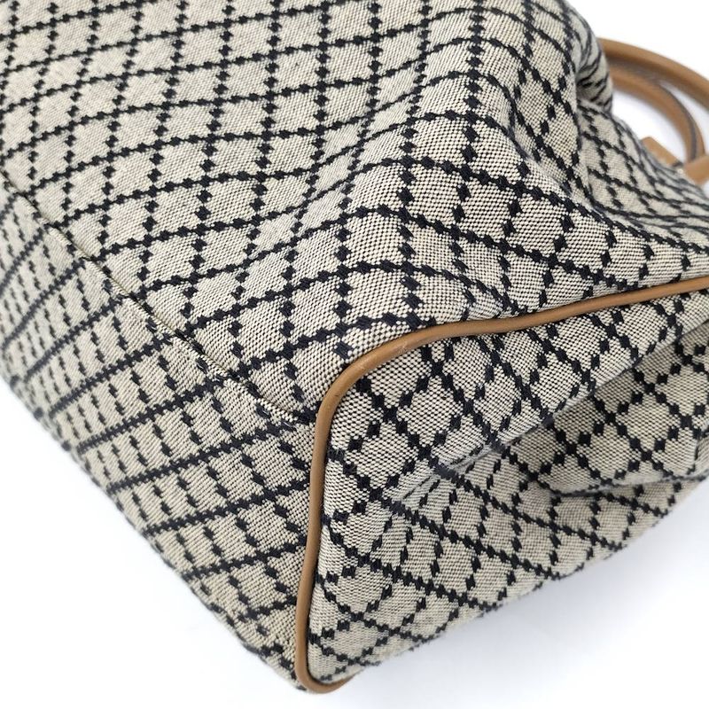 Gucci Handbag Diamante Canvas Leather Brown